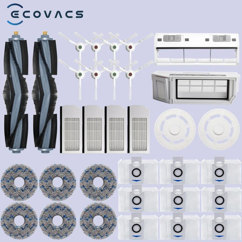 Ecovacs Deebot 로봇 진공 청소기 액세서리, 먼지 봉투 헤파 필터 메인 사이드 브러시 걸레, 쓰레기통 예비 부품, T10 omni / X1 omni