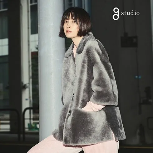 지스튜디오 23FW 유럽산 케이프형 무스탕